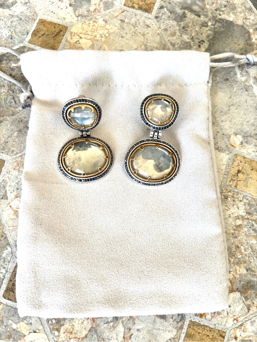 Zara Two-Tone Crystal Statement Drop Earrings Gold Silver